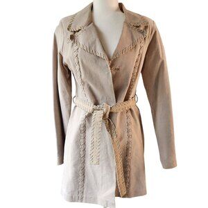 Vintage 90s Y2K‎ Wet Seal Tan Suede Belted Boho Hippie Jacket Sz Small Medium